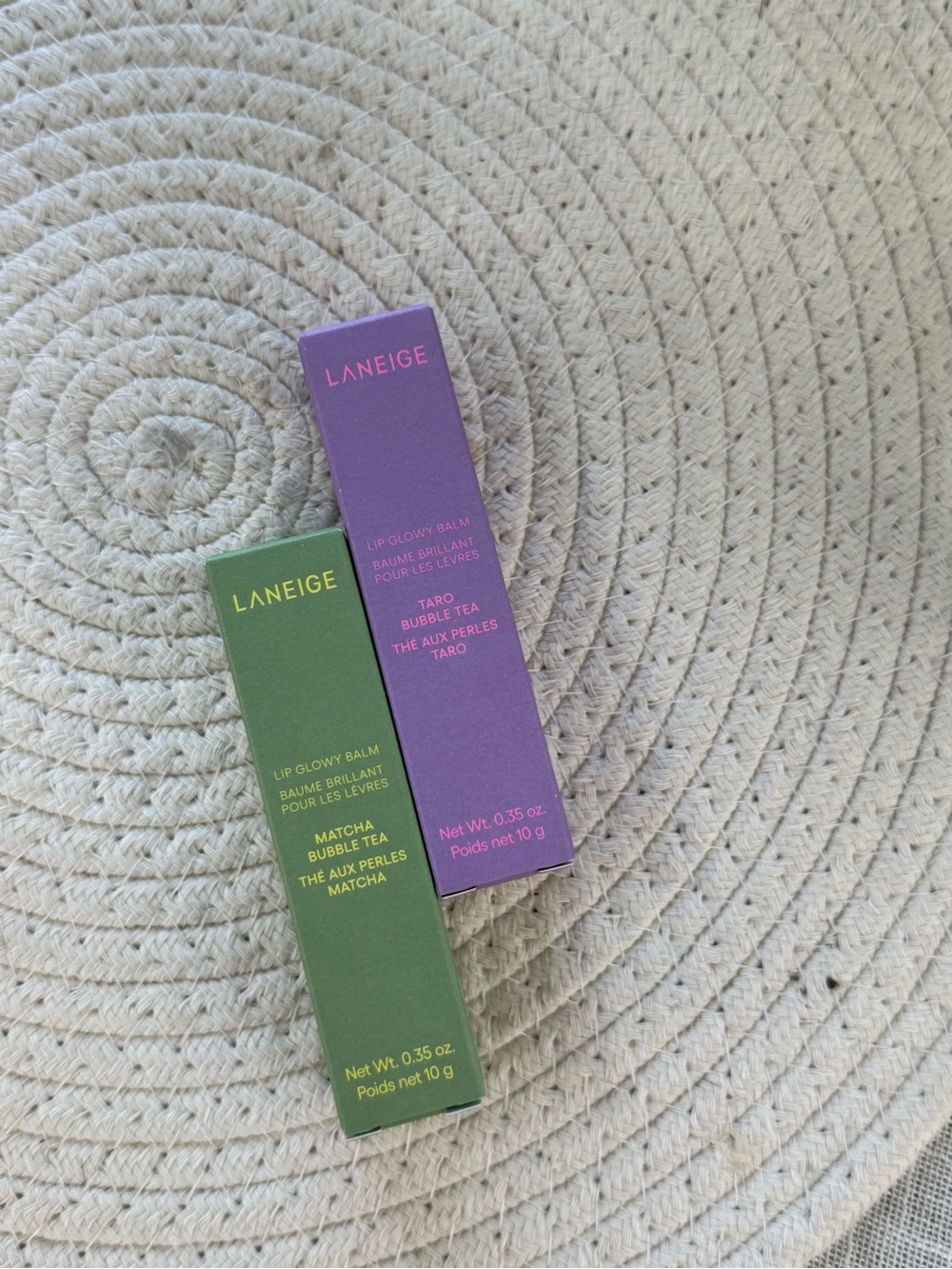 LANEIGE Lip Glowy Balm Duo — Green & Purple Bubble Tea Shades